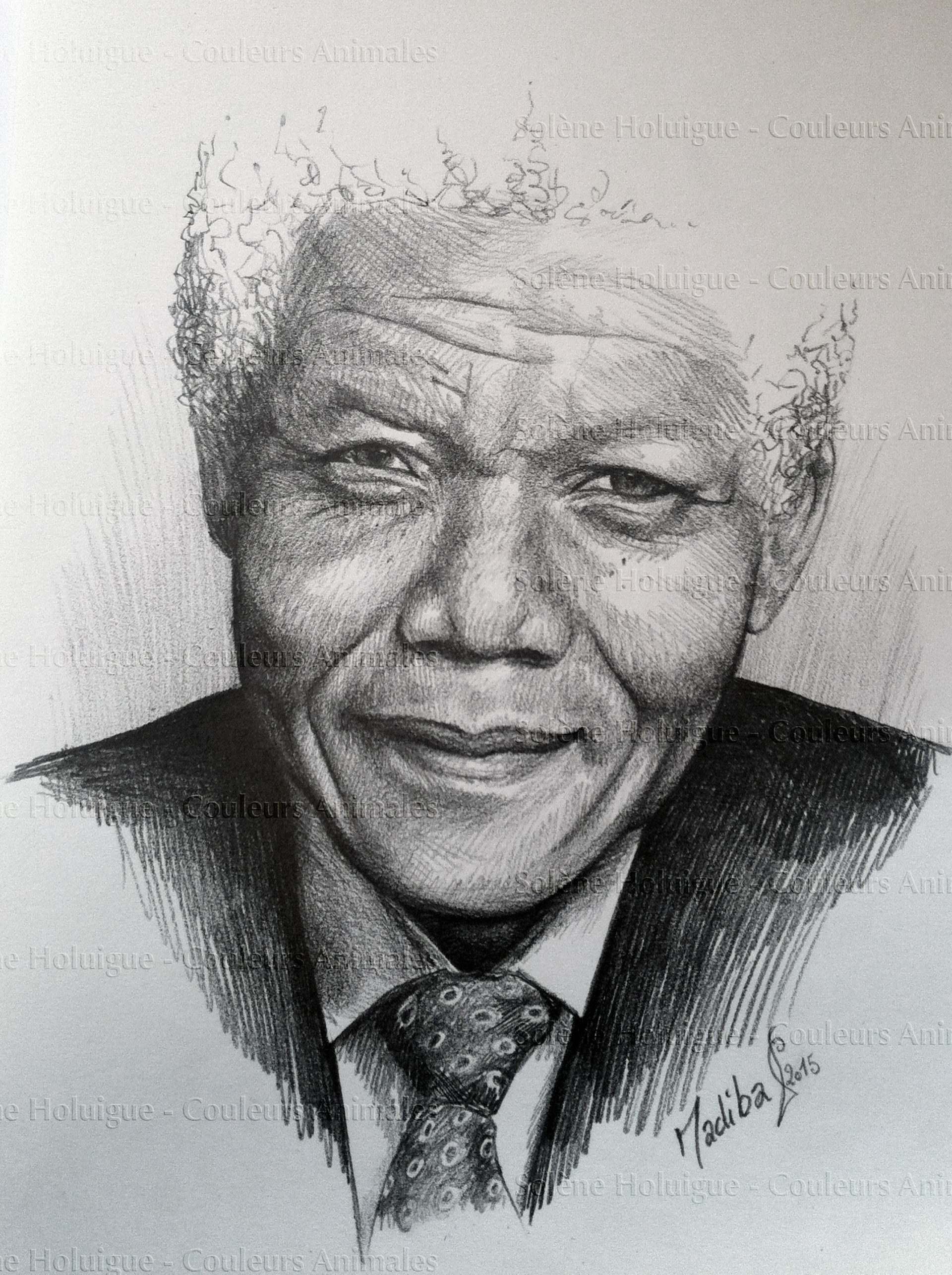 dessin animalier professionnel - portrait humain - Madiba