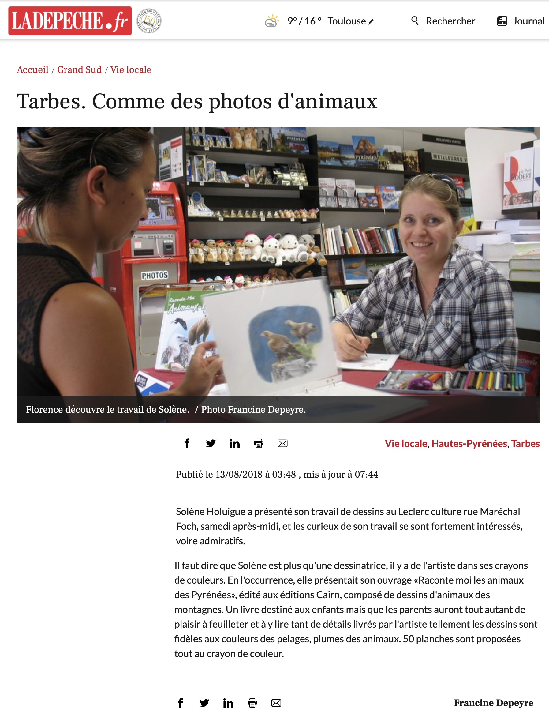 Couleurs Animales - article RMAP Tarbes