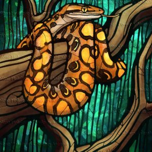 Les "dessins vitraux" de lumières animales - Le serpent